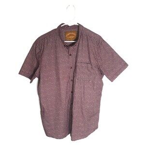 Red Camel Men's Red Collared Hand Crafted Polka dot Button Up Shirt Size XL